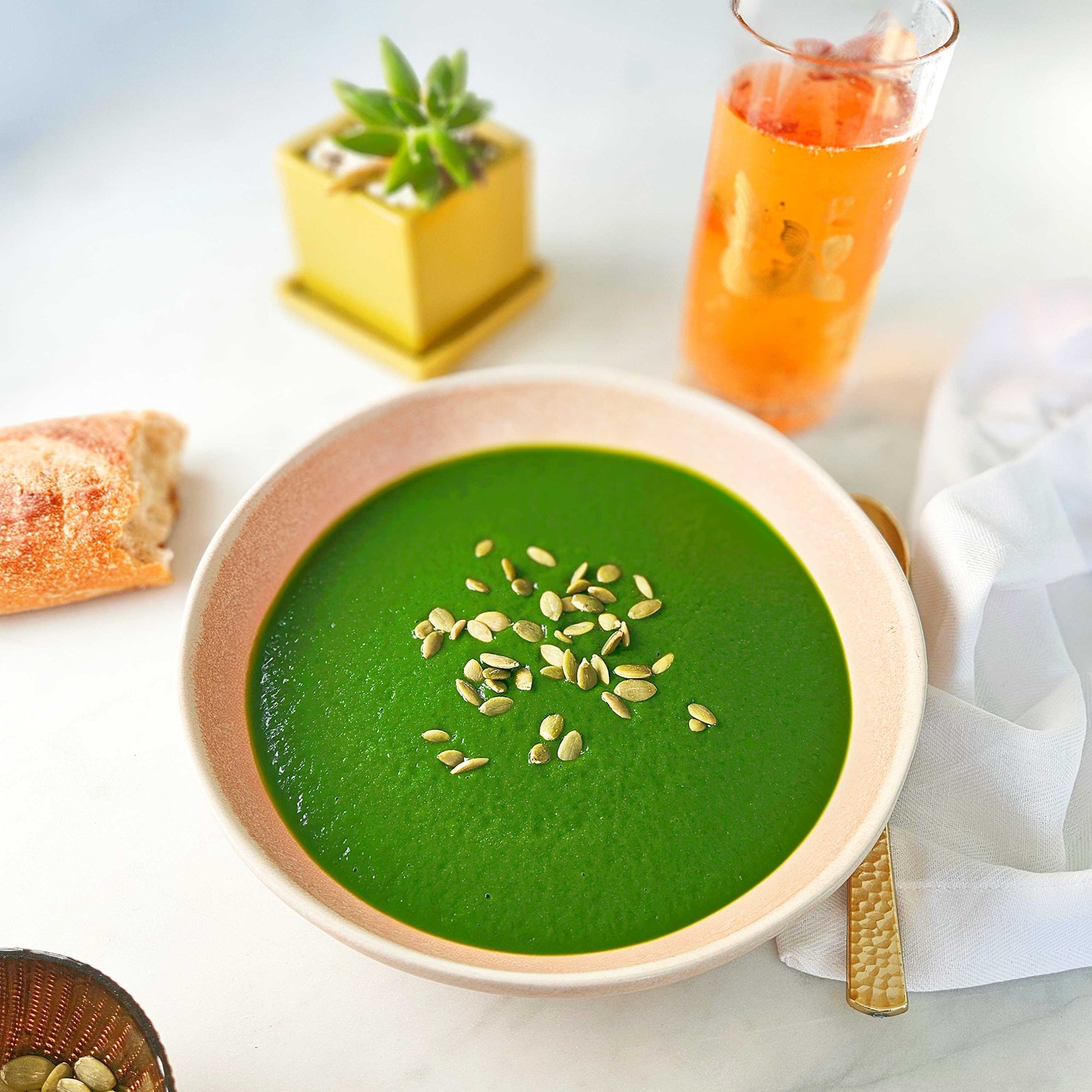 Vibrant Veggie Green Soup with Chicken Bone Broth