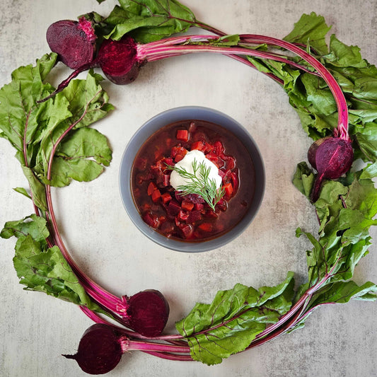 Beet Borscht Soup with Beef Bone Broth