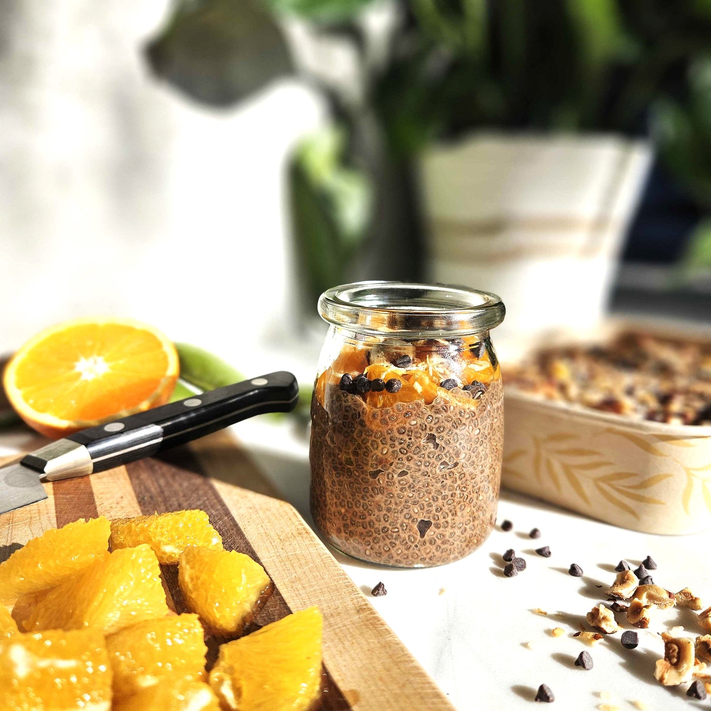 Chocolate-Orange Chia Pudding with Toasted Hazelnuts & Coconut