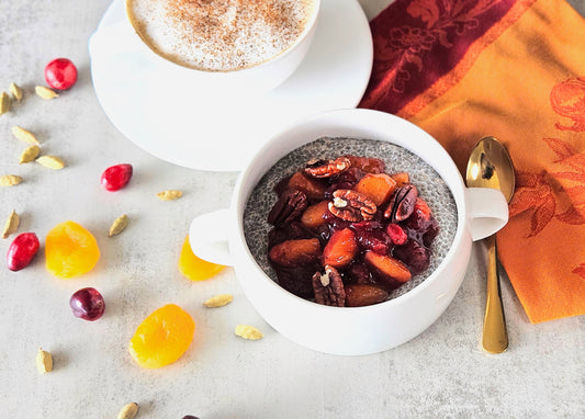 Cranberry-Apricot Chia Pudding with Toasted Pecans