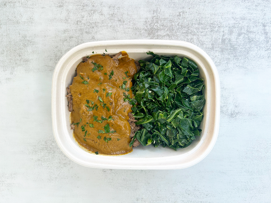 Jamaican Jerk Braised Beef with Coconut Rice & Garlicky Greens